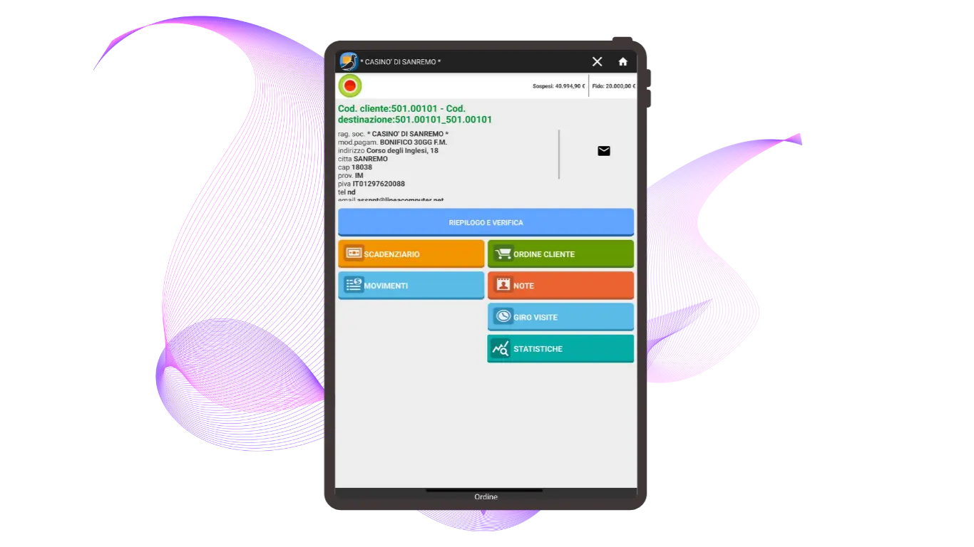applicazione raccolta ordini gestione clienti e storico vendite