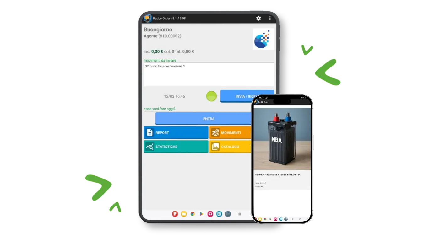 App Paddy Order per raccolta ordini da smartphone per agenti di vendita